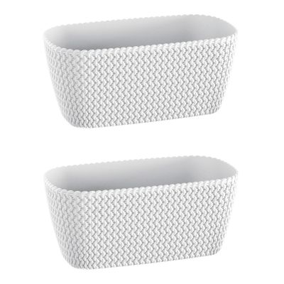 2x Kunststof splofy plantenbak/bloembak wit 30 cm