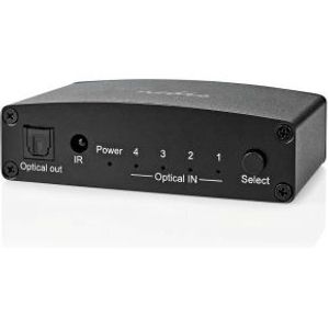 Digitale Audio-Switch | 4-wegs | Input: DC Power / 4x TosLink | Output: TosLink Female | Afstandsbed