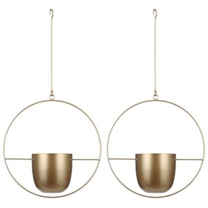 Plantenpot - 2x - IJzer - industrieel goud - L34 x W14 x H65 cm