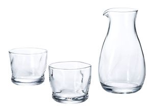 Glazen Sakeset - Set van 3 stuks - 7,7 x 5 x 12,9cm 290ml & 100ml