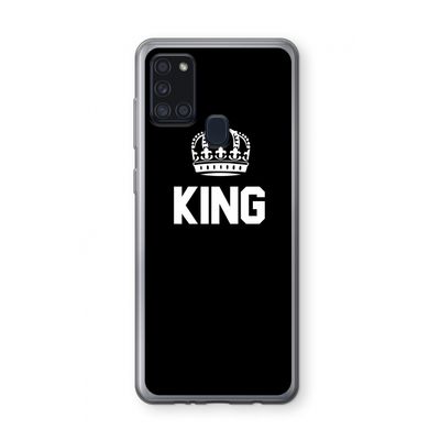 King zwart: Samsung Galaxy A21s Transparant Hoesje