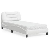 Bed met matras "Hvar" kunstleer wit 90x200 cm