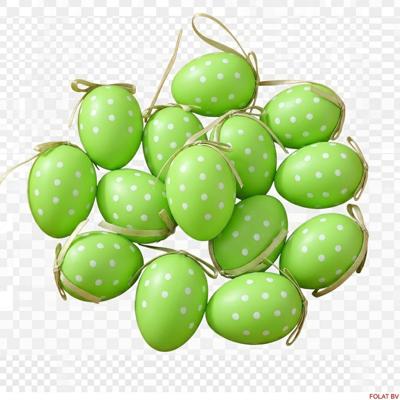 Arti Casa Paaseieren - 18x stuks - groen - witte stipjes - L6 cm - pasen - paasversiering