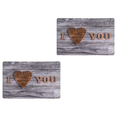 Placemats I love you - 2x - 29 x 44 cm - grijs - onderleggers - Tafeldecoratie met liefde sfeer