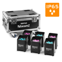 BeamZ 6x BBP62 par uplights op accu + flightcase met oplaadfunctie