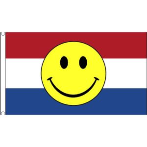 Nederlandse vlag met smiley 90 x 150 cm