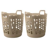 Flexibele wasmand - 2x - beige - 45 liter - kunststof - 41 x 44 x 48 cm - thumbnail