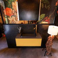 Badkamermeubelset Mondiaz Erin 80 cm met 1 Lade met RIDGE Wastafel Midden Urban met 1 kraangat Greeploos Mat Ocher