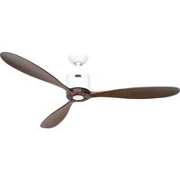CasaFan AEROPLAN ECO 132 WE-NB Flügel Massivholz Nussbaum Plafondventilator 27 W (Ø x h) 132 cm x 310 mm Wit Met afstandsbediening, Timer, Met wintermodus