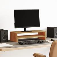 Monitorstandaard 54x22x15 cm bewerkt hout artisanaal eikenkleur