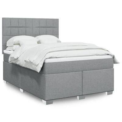 Boxspring met matras stof lichtgrijs 140x200 cm