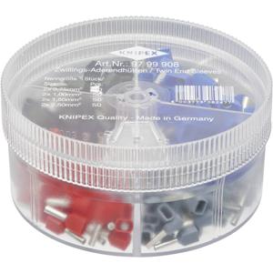 Knipex 97 99 908 Assortiment adereindhulzen 0.75 mm², 1 mm², 1.5 mm², 2.5 mm² Deels geïsoleerd Grijs, Rood, Zwart, Blauw 200 stuk(s)