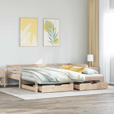 Slaapbank met onderschuifbed en lades zonder matras 80x200 cm