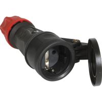 Contrastekker rubber rood zwart 230V