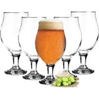 Bierglazen - 6x - op voet - 500 ml - glas - speciaal bier