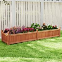 Bloembak Verhoogde Plantenbak Hout met Scheidingswand Afwateringsgaten en Vliesstoffolie Tuinbed Plantenbak Bruin