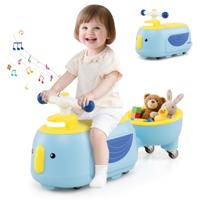 Kinder Rutschauto met Aanhanger & Licht & Opbergruimte Onder de Zitting Bodemrutscher Blauw