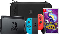 Nintendo Switch Rood/Blauw + Pokemon Violet + BlueBuilt Beschermhoes - thumbnail