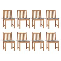 Tuinstoelen 8 st met kussens massief teakhout