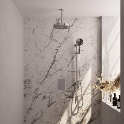 BRAUER Stripe Thermostatische Inbouw Regendouche - 3-weg - rechthoekig - SET 24 - 25cm douchekop - plafondarm - 3-standen handdouche - doucheslang - geïntegreerde glijstang - chroom 5-CE-411