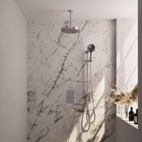 BRAUER Stripe Thermostatische Inbouw Regendouche - 3-weg - rechthoekig - SET 24 - 25cm douchekop - plafondarm - 3-standen handdouche - doucheslang - geïntegreerde glijstang - chroom 5-CE-411