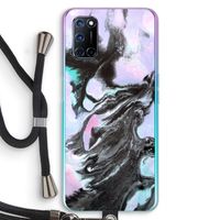 Pastel zwart: Oppo A92 Transparant Hoesje met koord