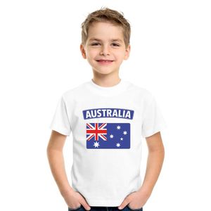 T-shirt met Australische vlag wit kinderen XL (158-164)  -