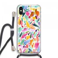 Watercolor Brushstrokes: iPhone XS Max Transparant Hoesje met koord