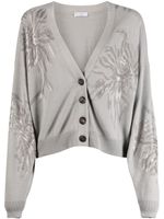 Brunello Cucinelli cardigan Marine Flower à col v - Gris