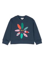 Stella McCartney Kids sweat en coton à fleurs brodées - Bleu