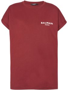 Balmain t-shirt en coton biologique à logo floqué - Rouge