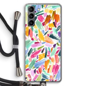 Watercolor Brushstrokes: Samsung Galaxy S21 Transparant Hoesje met koord