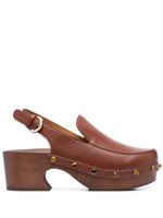 Chloé mules en cuir à détails de clous - Marron - thumbnail