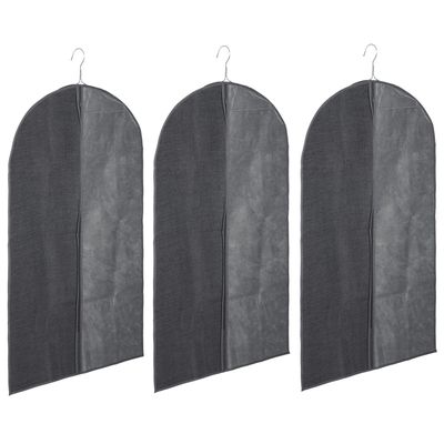 Set van 5x stuks kleding/beschermhoes linnen grijs 100 cm inclusief kledinghangers