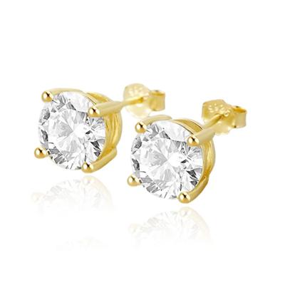 Elenza .925 Zilveren Studs met Gouden Plating en Zirconia - 8mm
