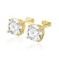 Elenza .925 Zilveren Studs met Gouden Plating en Zirconia - 8mm