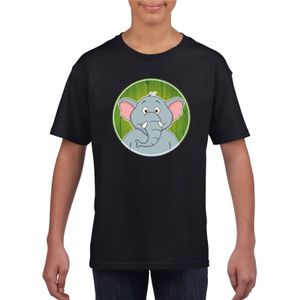 T-shirt olifant zwart kinderen XL (158-164)  -
