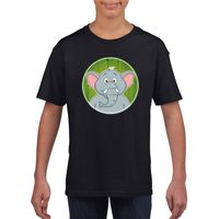 T-shirt olifant zwart kinderen XL (158-164)  -
