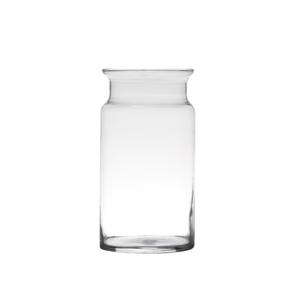 Bloemenvaas melkbus - transparant - home basics cilinder - glas - D15 x H29 cm