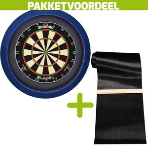 Winmau Blade 6 +  Dartmat 120*300 incl oche + Dartbordverlichting Basic Blauw