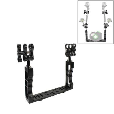 PULUZ Dual handvat aluminium lade stabilisator met Dual Ball aluminiumlegering klem voor onderwater camera Behuizingen