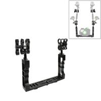 PULUZ Dual handvat aluminium lade stabilisator met Dual Ball aluminiumlegering klem voor onderwater camera Behuizingen