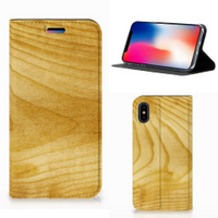 Apple iPhone X | Xs Book Wallet Case Licht Hout - thumbnail