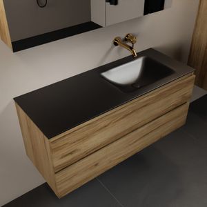 MONDIAZ AIVY 120cm badmeubel Chai, wastafel Urban solid surface rechts zonder kraangat met spiegelkast (AI-351641URBAN-NO - AI-M120CHRE - AI-C120CHMI)