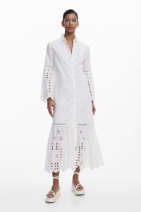 Geperforeerde maxi-jurk - WHITE - XS