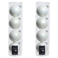 Tubes met 8x winter witte kerstballen van glas 10 cm glans en mat - Kerstbal