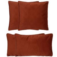 Bank/sierkussens huiskamer Sophia - set 4x stuks - Terracotta - polyester - met rits - 2 formaten - thumbnail