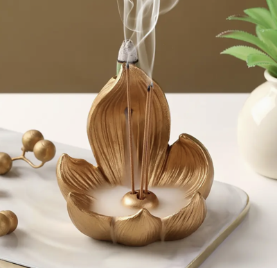 Lotus Wierookbrander Goud - Wierook - Spiritueelboek.nl