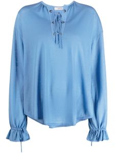 Dorothee Schumacher blouse en laine vierge à fermeture nouée - Bleu