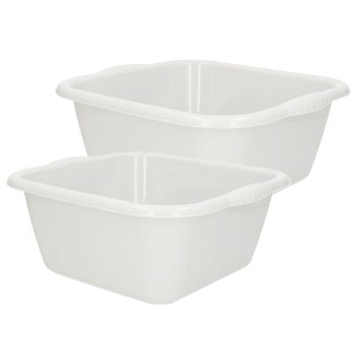 Plasticforte afwasteilen set - afwasbak - kunststof - 10 en 15 liter - Wit - huishoud emmers